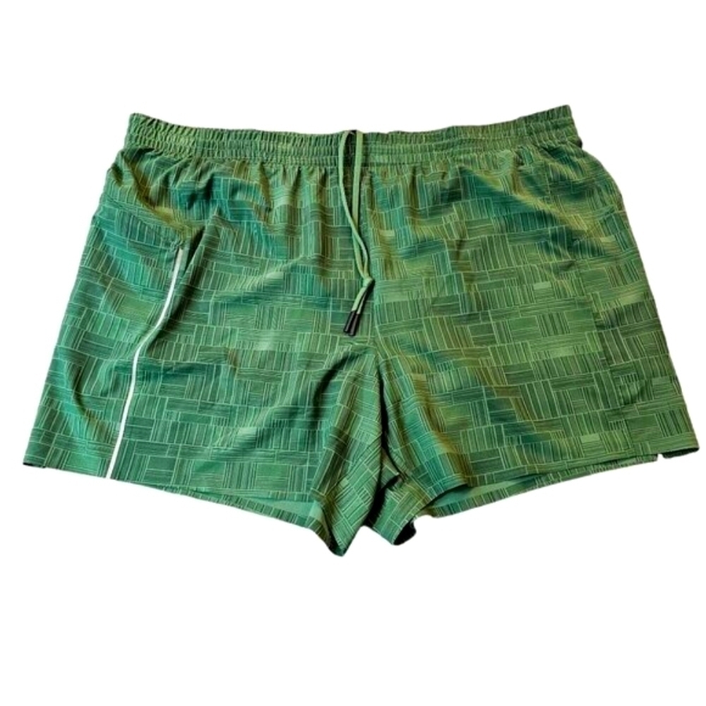 VRST Men's Lined  Running Shorts Shorts, Green, Moisture Wicking, Pocket, XXL